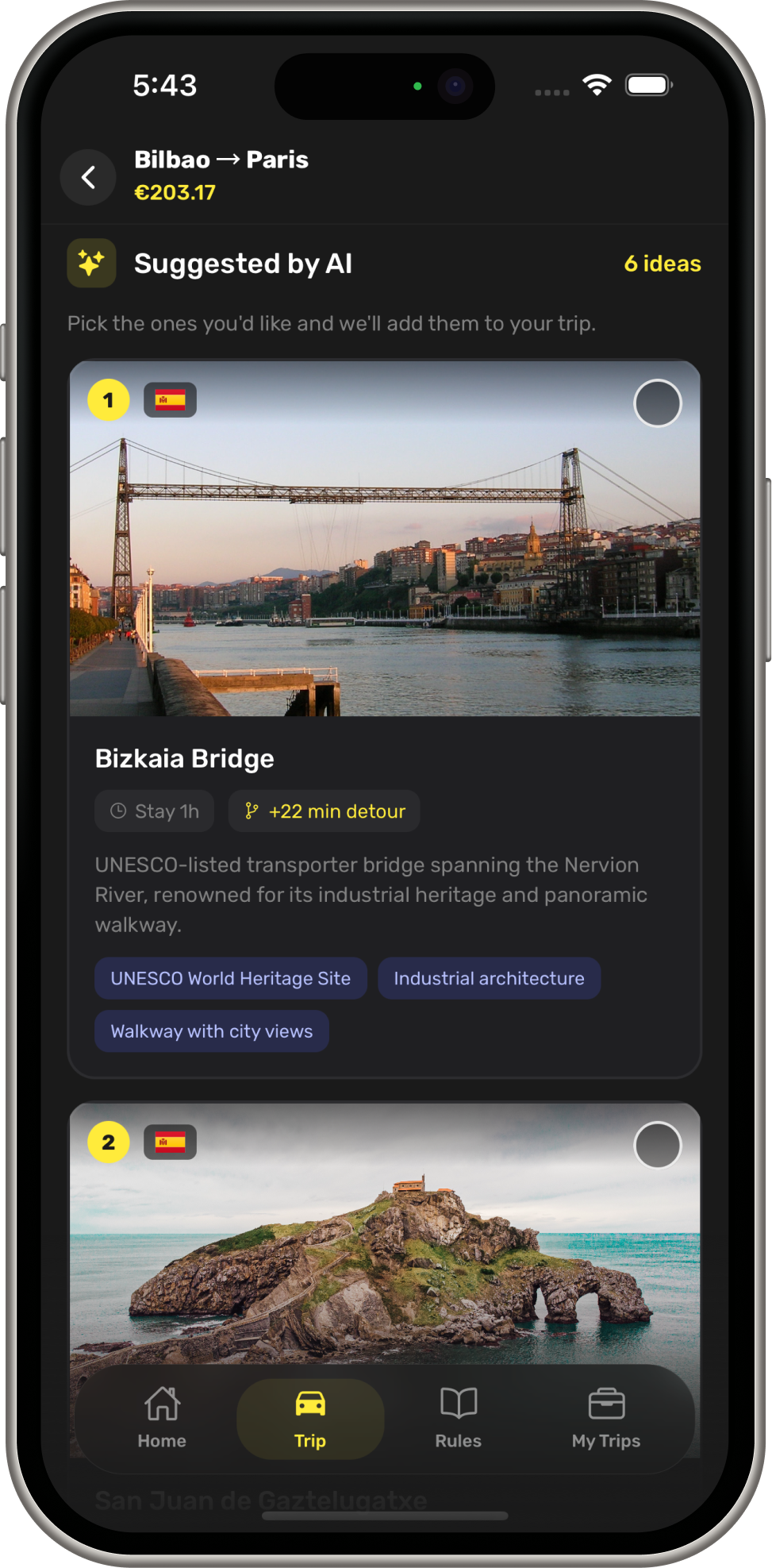 AI suggest scenic stops on your route